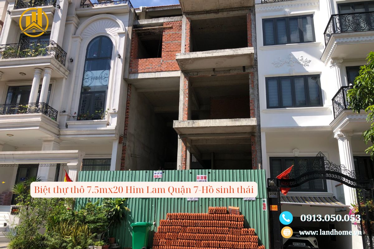 Bán nhà thô biệt thự 7.5mx20 him lam quận 7