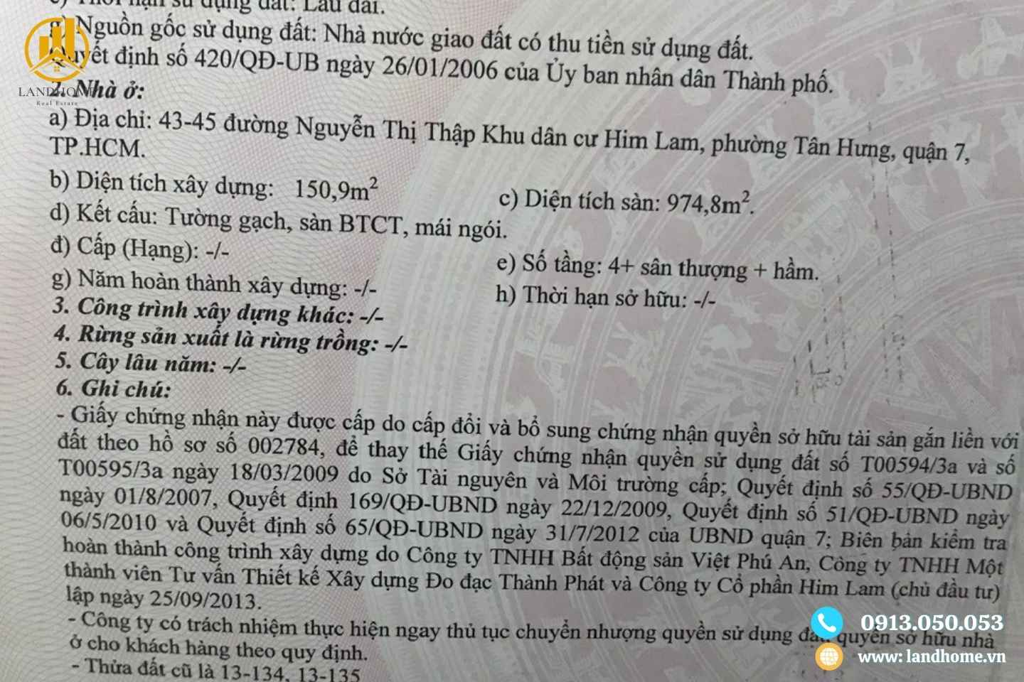 sổ hồng nhà đường nguyễn thị thập him lam